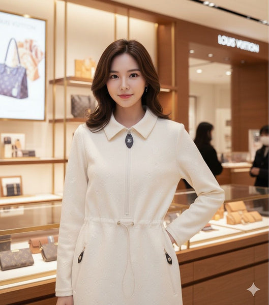 Sleek Design Half Zip-Up Dress For Women