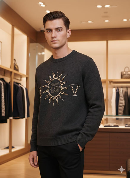 Embellished Long-Sleeved Merino Wool Crewneck