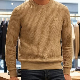 Luxury Imported Textured Brown Knit Sweater for Men