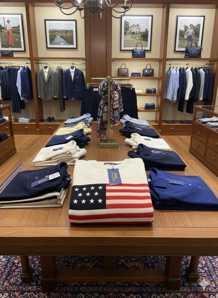 White Knit Sweater with Classic American Flag Design