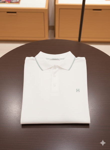 Premium White Polo T-Shirt with Elegant Minimal Design