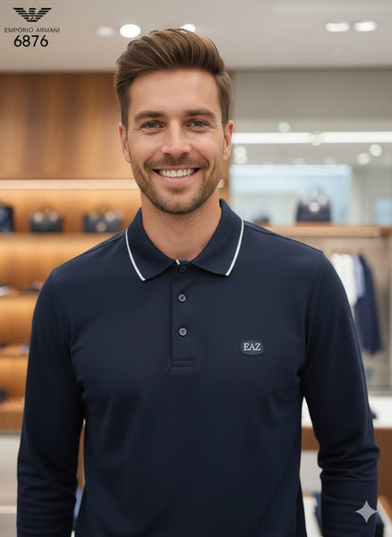 Men Long Sleeve Slim Fit Polo Shirt