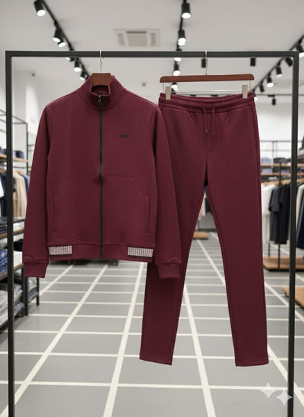 Men’s Premium Maroon Track Suit Set – Zip Jacket &  Joggers