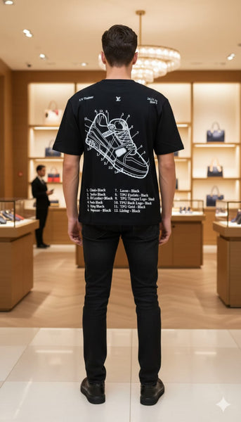 Trainers Pattern Logo Effect Drop Shoulder T-Shirt