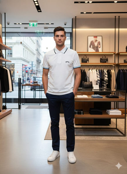 Premium Classic White Polo T-Shirt with Contrast Tipping