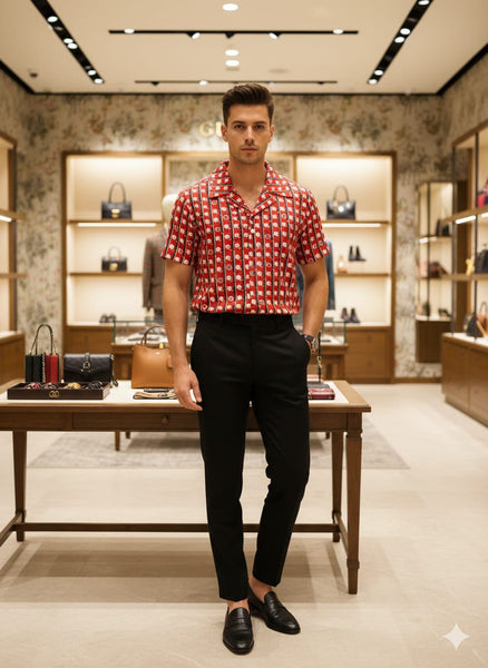 Luxury  GG Print  Camp Collar Shirt