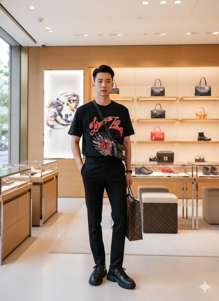Premium  Dragon Face Drop Shoulder Tee