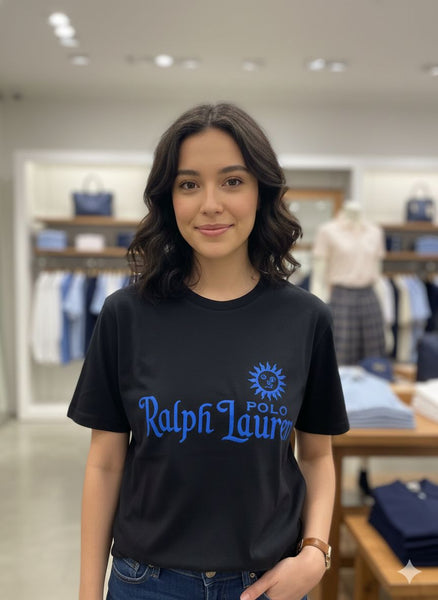 Premium Round Neck Sun Logo Classic Black Tee