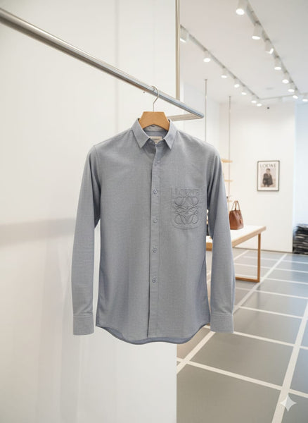 Luxury Classic Solid Shirt with Elegant Chest Logo