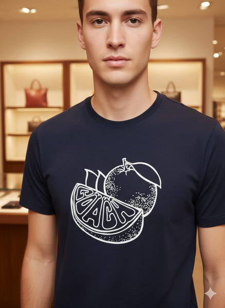 Minimal Black Graphic T-Shirt with Citrus Print