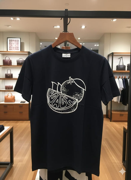 Minimal Black Graphic T-Shirt with Citrus Print