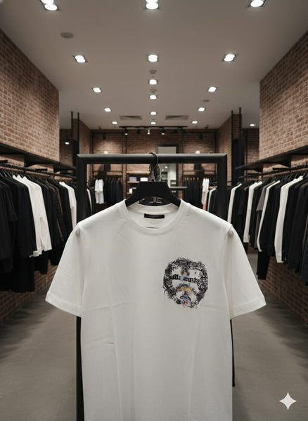 White Graphic T-Shirt with Artistic Face Print