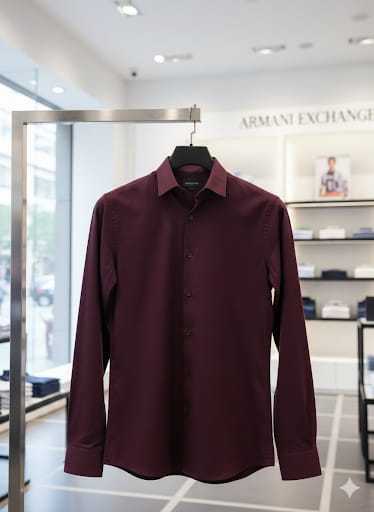 Luxury Solid Maroon Slim-Fit Formal Shirt for Men