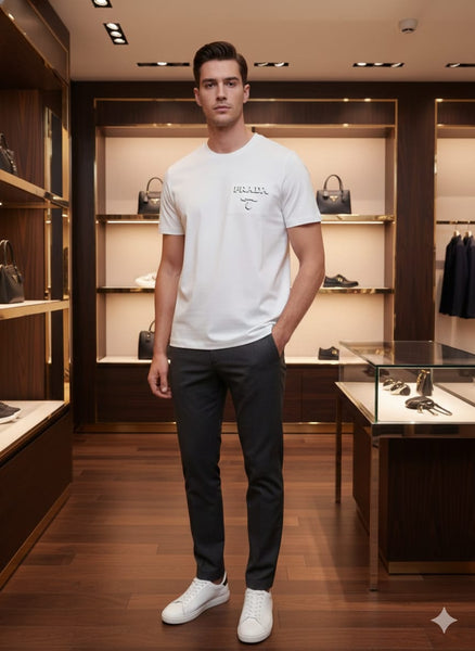 Premium White Brand Logo T-Shirt  Minimal Luxury Style