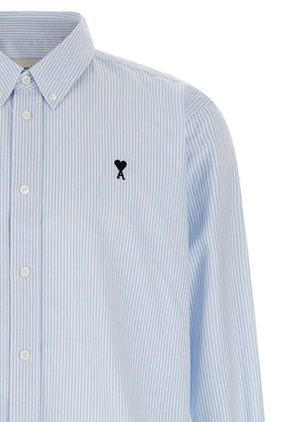 Elegant Imported Brand  Light Blue Striped Shirt Classic Button-Down Style