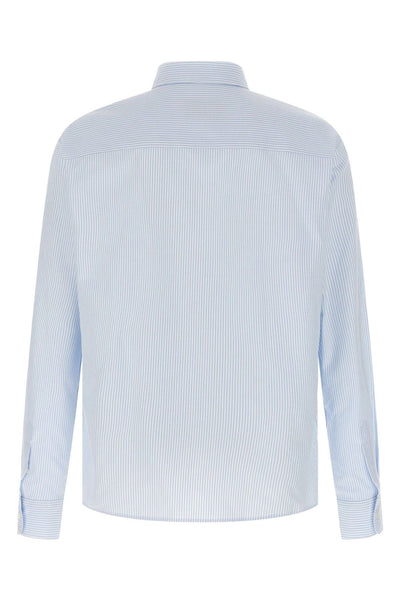 Elegant Imported Brand  Light Blue Striped Shirt Classic Button-Down Style