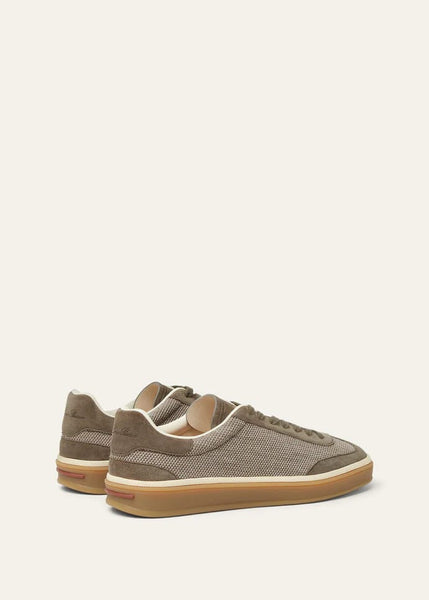 Premium Taupe Mesh Lace-Up Sneakers for Men Lightweight Casual Comfort Shoes