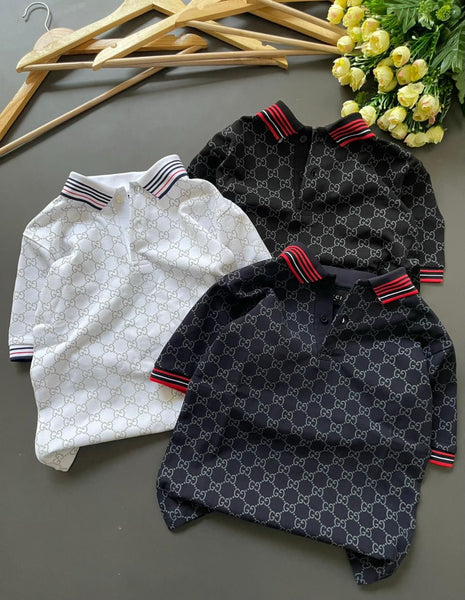 Kids Premium Designer  Polo T-Shirt with All-Over Monogram Print