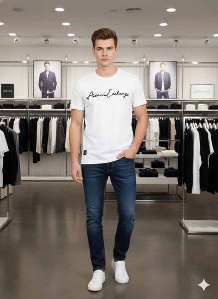 Premium Men’s White Graphic T-Shirt Stylish Round Neck Tee