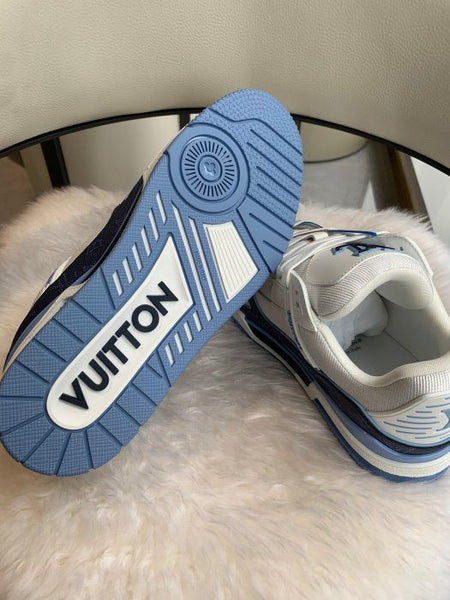Premium Brand  Trainer Sneaker White & Marine Blue Premium Designer Shoes