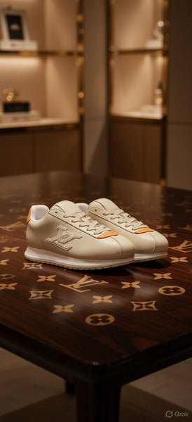 Luxury Brand  Beige Signature Low-Top Sneakers