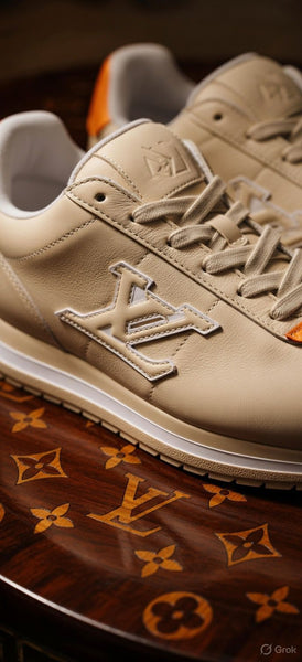 Luxury Brand  Beige Signature Low-Top Sneakers