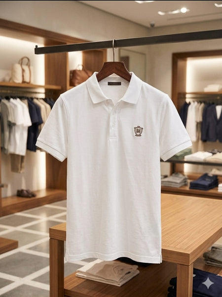 Men’s Premium Solid Polo T-Shirt  Classic Collar, Elegant Logo Detail
