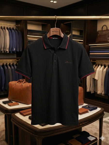 Luxury Contrast Stitch Polo Shirt Premium Designer Casual Polo