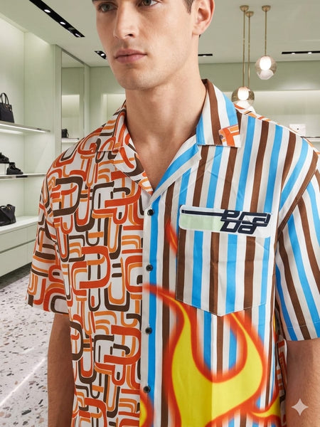 Exclusive Flame  Pattern Drop Shoulder Shirt