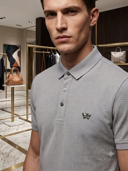 High-Class Initial Metal  Logo  Polo Shirt
