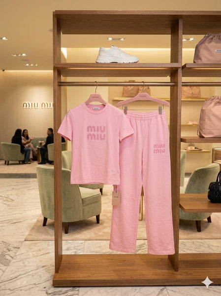 Premium Embroidered Logo Co-ord Set – T-Shirt & Lounge Pants
