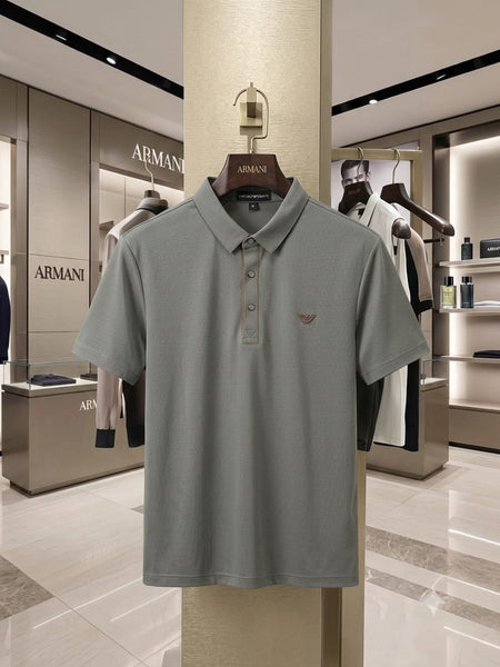 Men’s Premium Olive Green Polo T-Shirt  Elegant Texture with Signature Logo