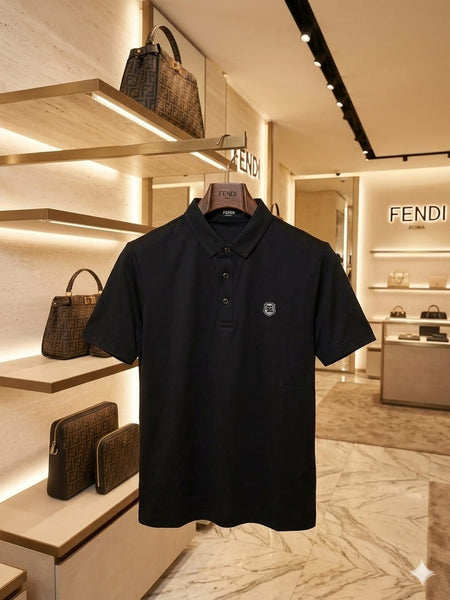 Men's Solid Black Luxury Polo T-Shirt with Embroidered Logo