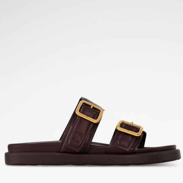 Branded  Venice Mule Luxury Sandals  Premium Brown Buckle Slides
