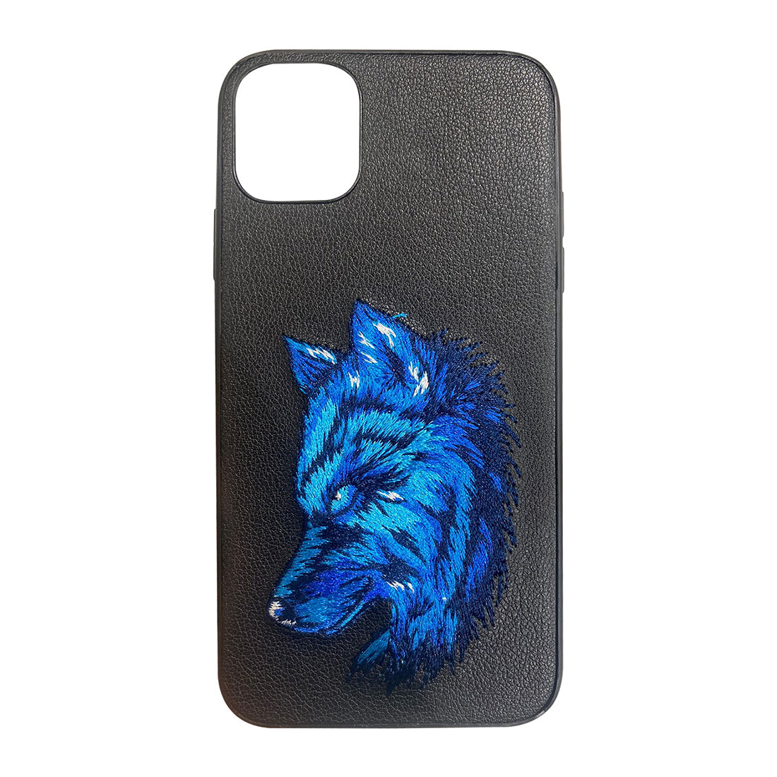 Blue Wolf Leather Back Case Cover - Black