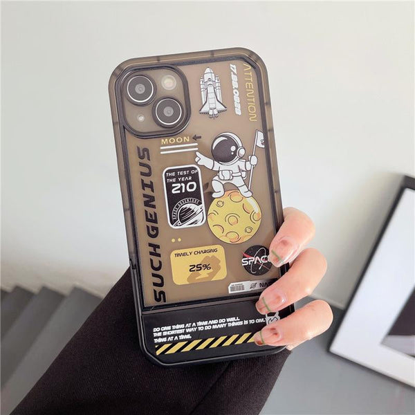 Astronaut Planet TPU Case Creative Invisible Stand Case for iPhone 11,12,13,13Pro,14,14Pro