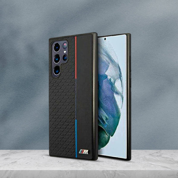 BMW Embossed Triangle Texture Leather Case for Samsung Galaxy S22 & S23 Series