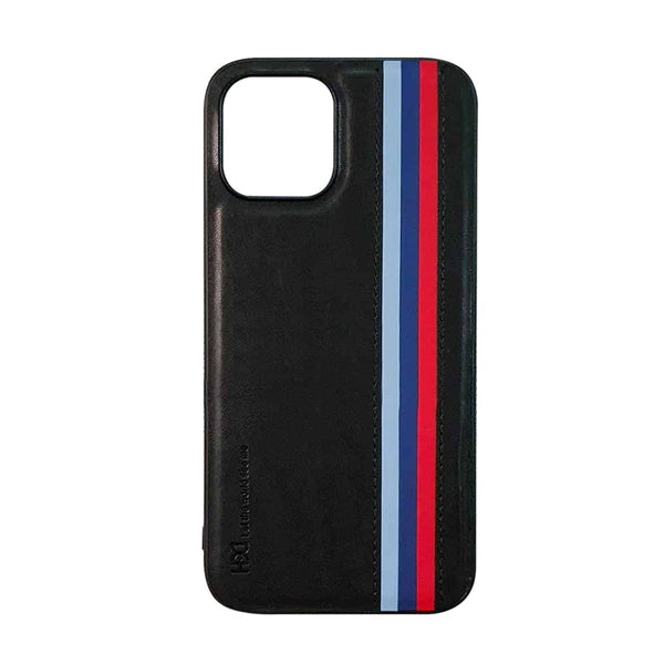 HBD Tri Stripes Leather Black Case for iPhone