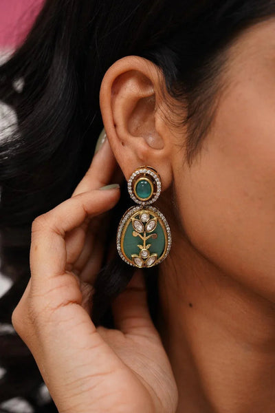 Antique Green Meenakari Necklace Set with Kundan Work  Handcrafted Ethnic Jewelry