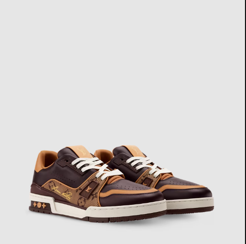 Luxury  Monogram Leather Sneakers  Brown & Tan Designer Shoes