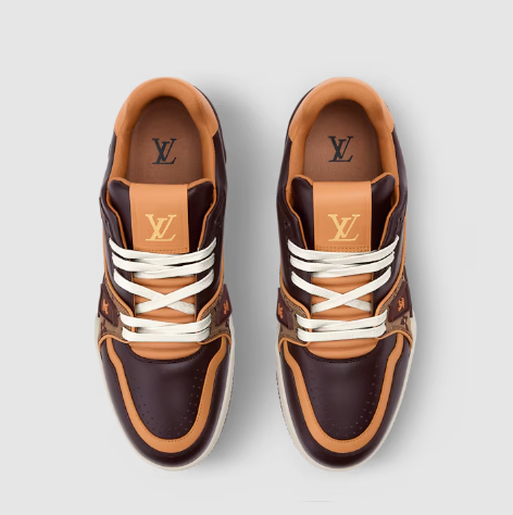 Luxury  Monogram Leather Sneakers  Brown & Tan Designer Shoes