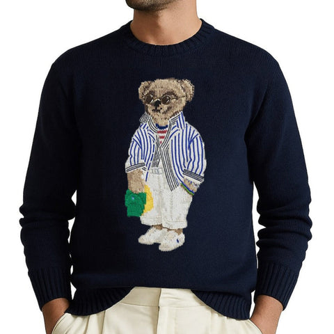 Polo Bear Embroidery Cewneck Jumper  For Men