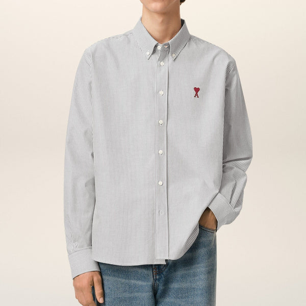 Premium Button-Down Collar Logo-Embroidered Striped Shirt