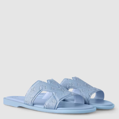 Premium Light Blue Textured Slippers Stylish Comfort Summer Footwear