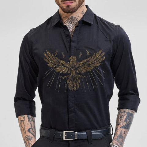Premium Eagle Embellished Regular Fit Shirt for Men