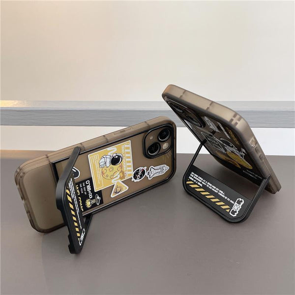 Astronaut Planet TPU Case Creative Invisible Stand Case for iPhone 11,12,13,13Pro,14,14Pro