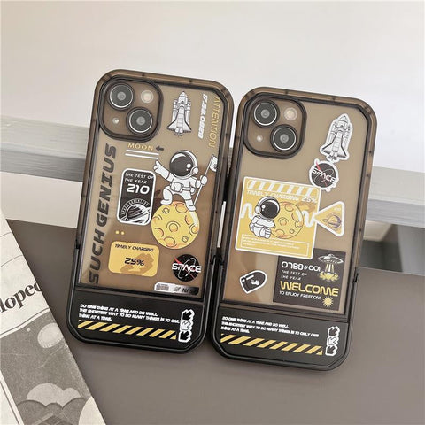 Astronaut Planet TPU Case Creative Invisible Stand Case for iPhone 11,12,13,13Pro,14,14Pro