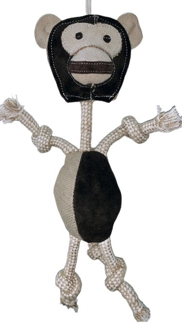 Premium Quality Natural Wigglies Cheeky Monkey Leather Toy for Dogs