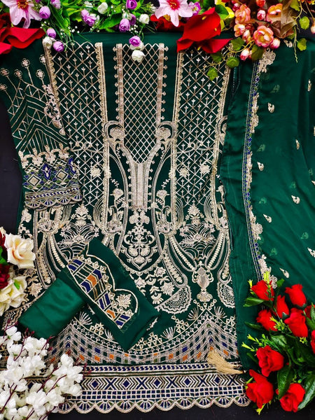 {Semi Stitched} Pakistani Heavy Georgette with Heavy Embroidery work with sequence suit.