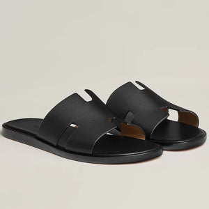 Imported & Stylish H Cut Style   Black Leather Slipper
